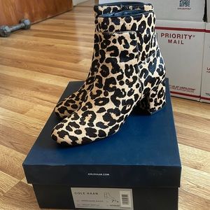 Used Cole Haan Arden Grand Bootie Ocelot Print Hair